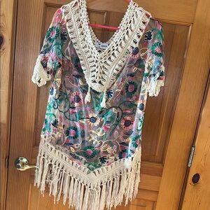 Multicolor Crochet Fringe Coverup